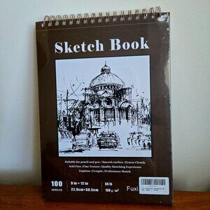 Fuxi 9x12 in. Sketch Book Top Spiral Bound Sketch Pad 1 Pack 100-Sheets 68lb